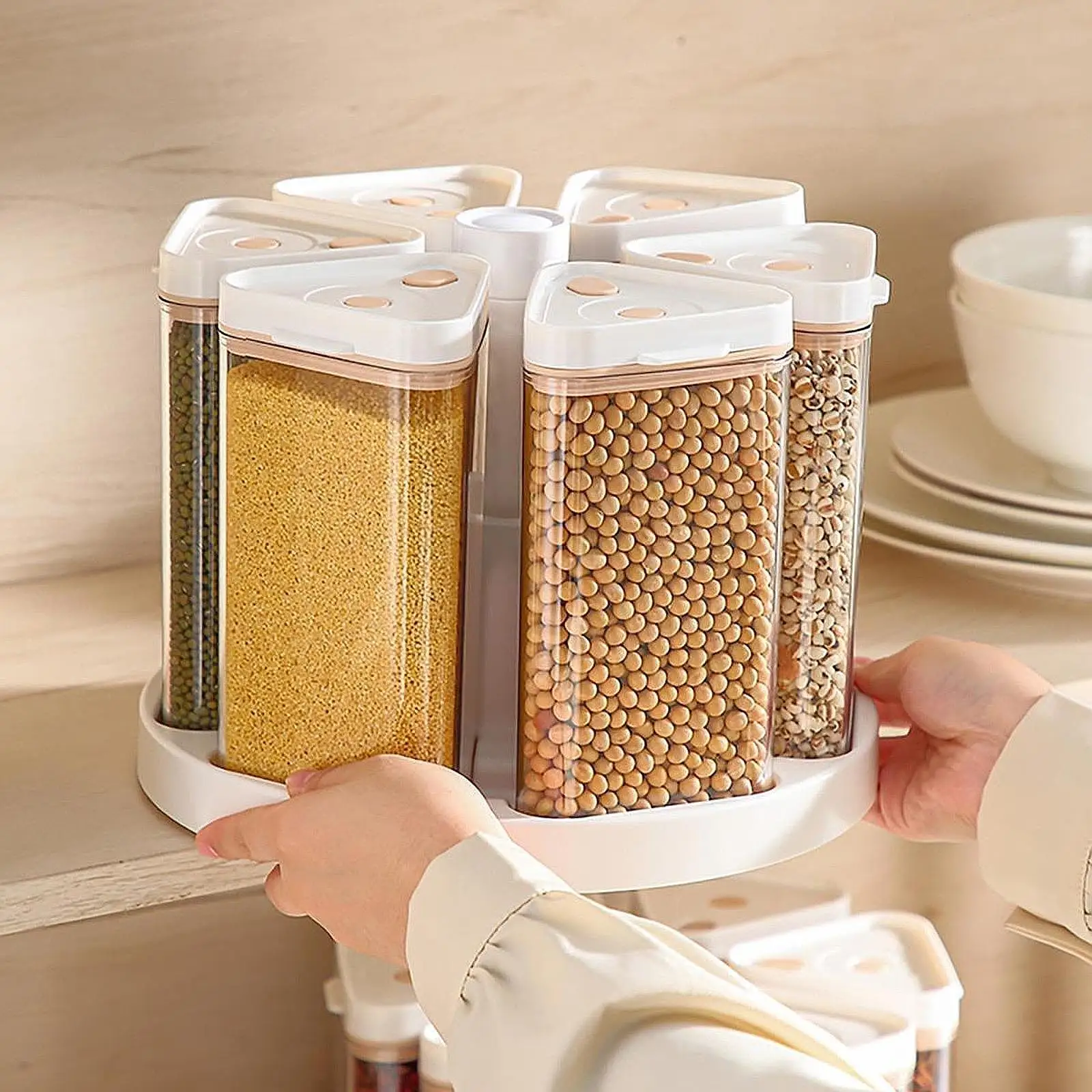 Вакуумный вращающийся контейнер для зерновых, контейнеры для зерна, кухонный инструмент, аксессуары с герметичными крышками для кукурузной овсяной кладовой
Вакуумный вращающийся контейнер для зерновых, контейнеры для зерна, кухонный инструмент, аксессуары с герметичными крышками для кукурузной овсяной кладовой