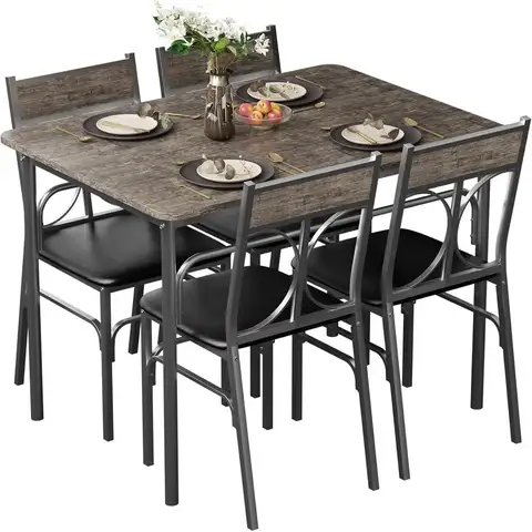 Set tavolo da pranzo salvaspazio in metallo con 4 sedie per appartamenti compatti