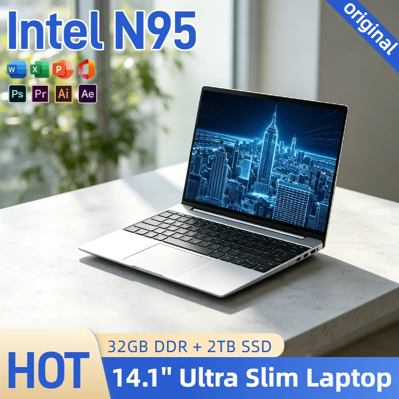 Intel N95 14.1 Inch Laptop 4C4T 3.4GHz 15W 6MB Cache 32GB RAM 1TB 2TB SSD 1920x1080 Portable Notebook Office Study PC Pro 5G
Intel N95 14.1 Inch Laptop 4C4T 3.4GHz 15W 6MB Cache 32GB RAM 1TB 2TB SSD 1920x1080 Portable Notebook Office Study PC Pro 5G