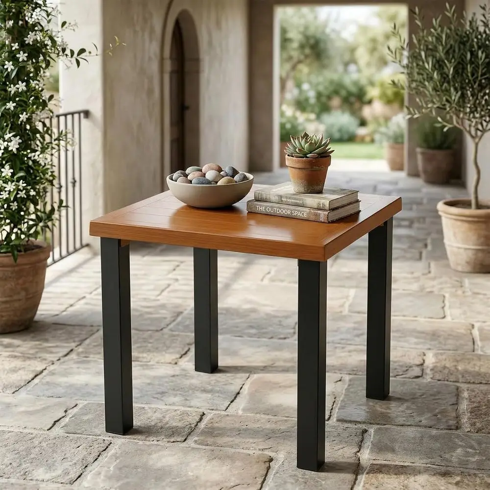 Weatherproof Outdoor Side Table: Metal Top, Black Metal Legs for Patio, Garden, Living Spaces
Weatherproof Outdoor Side Table: Metal Top, Black Metal Legs for Patio, Garden, Living Spaces