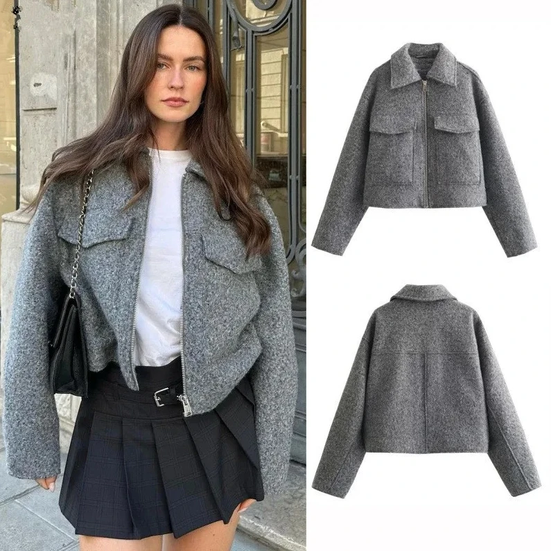 Autumn Winter Women New Crop Outerwears Vintage Tweed Jacket Fit Blazer CoatFashion Loose Long Sleeve Zip Female Jackets Chic
Autumn Winter Women New Crop Outerwears Vintage Tweed Jacket Fit Blazer CoatFashion Loose Long Sleeve Zip Female Jackets Chic