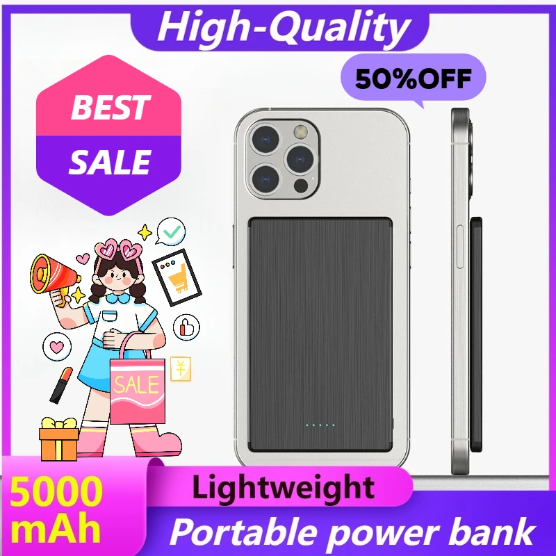 NEW 5000mAh Ultra-thin Magnetic Power Bank Fast Charging Mobile Power Mobile Phones
NEW 5000mAh Ultra-thin Magnetic Power Bank Fast Charging Mobile Power Mobile Phones