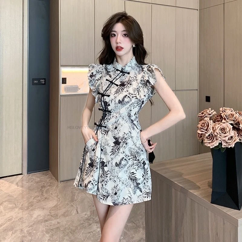 National Butterfly Print Qipao Dress+Shorts Chinese Improved Qipao Banquet Nightclub Dress Hotel Spa Work Beauty Uniform
National Butterfly Print Qipao Dress+Shorts Chinese Improved Qipao Banquet Nightclub Dress Hotel Spa Work Beauty Uniform