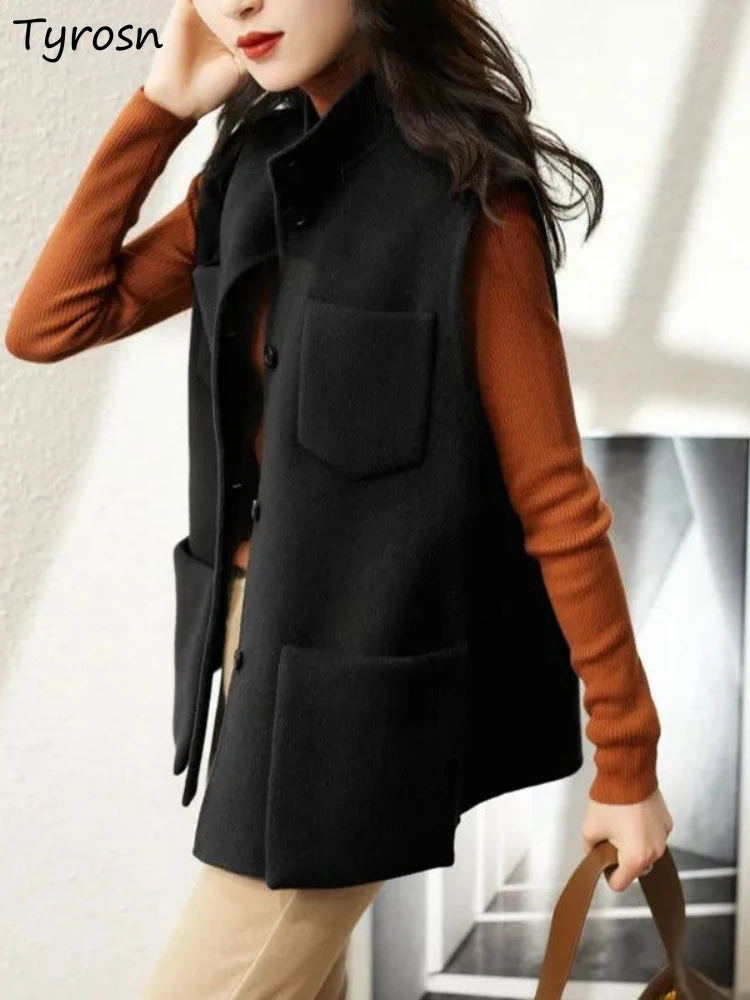 Retro Vests Women Solid All-match V-neck Single Breasted Pockets Simple Office Lady Chic Autumn Outerwear Warm Cozy Streetwear
Retro Vests Women Solid All-match V-neck Single Breasted Pockets Simple Office Lady Chic Autumn Outerwear Warm Cozy Streetwear