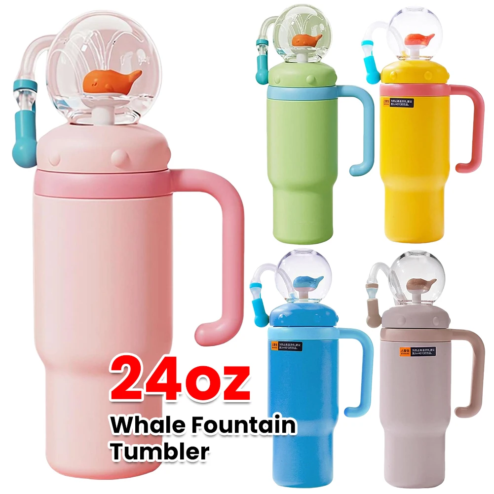 Creative 24oz Stainless Steel Whale Water Cups with Straw for Kids Teens and Adults Cartoon Whale Fountain Tumbler with Handle
Creative 24oz Stainless Steel Whale Water Cups with Straw for Kids Teens and Adults Cartoon Whale Fountain Tumbler with Handle