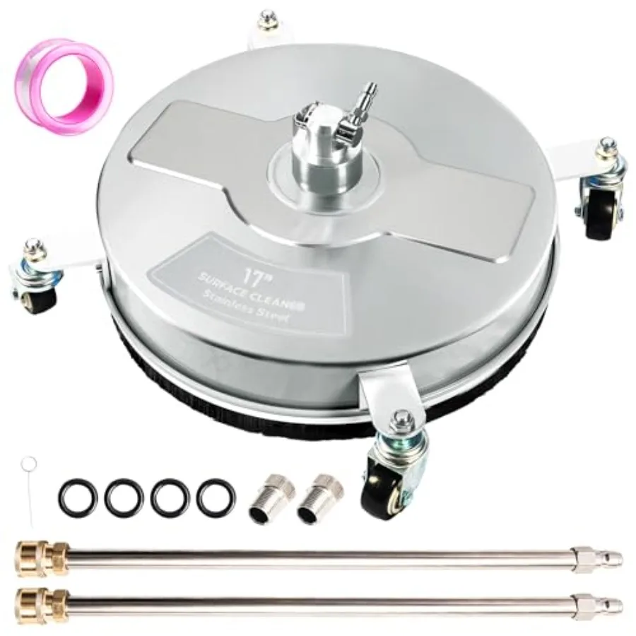 17-дюймовая насадка для очистки поверхностей под давлением с 4 колесами, из нержавеющей стали, для мощных моек высокого давления, для подъездных путей, тротуаров, патио 1
17-дюймовая насадка для очистки поверхностей под давлением с 4 колесами, из нержавеющей стали, для мощных моек высокого давления, для подъездных путей, тротуаров, патио 1