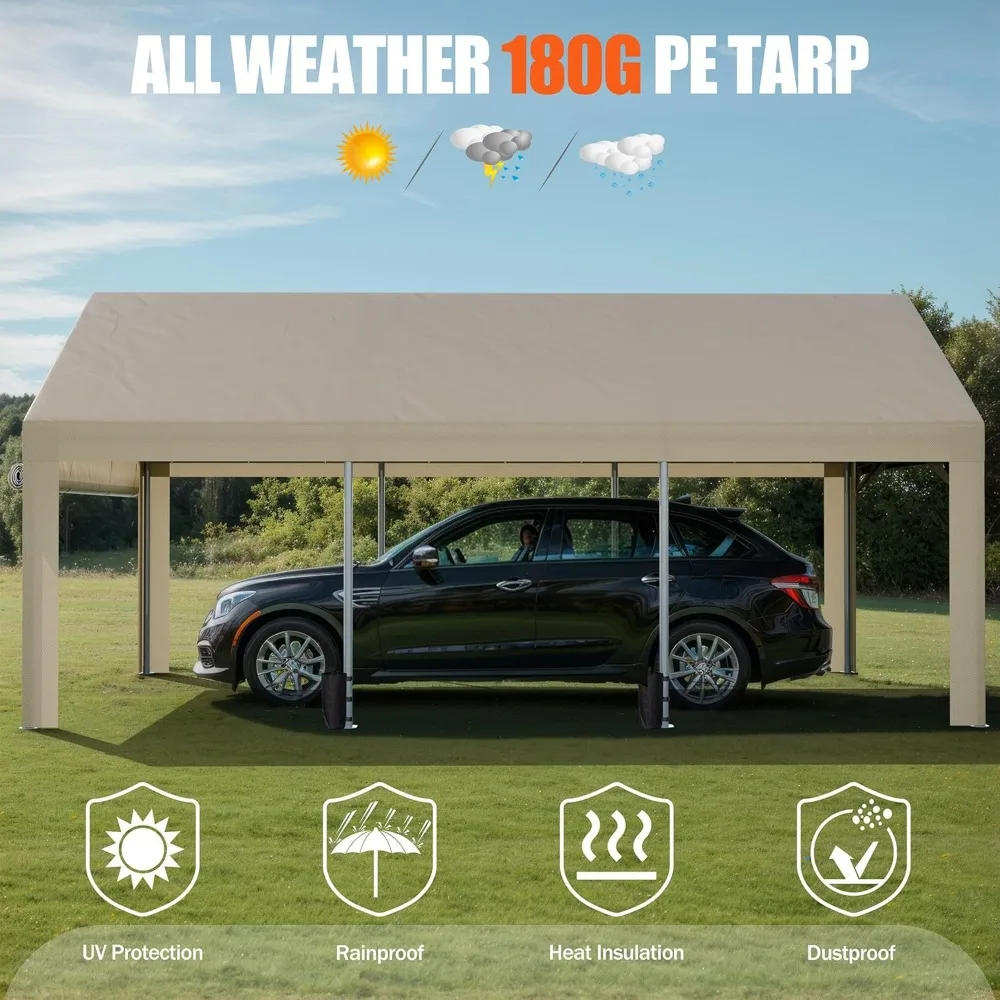 12×20 Heavy-Duty Carport, Portable Garage with Roll-Up Windows, Removable Sidewalls and Doors, Sandbags, and All-Season Tarp
12×20 Heavy-Duty Carport, Portable Garage with Roll-Up Windows, Removable Sidewalls and Doors, Sandbags, and All-Season Tarp
