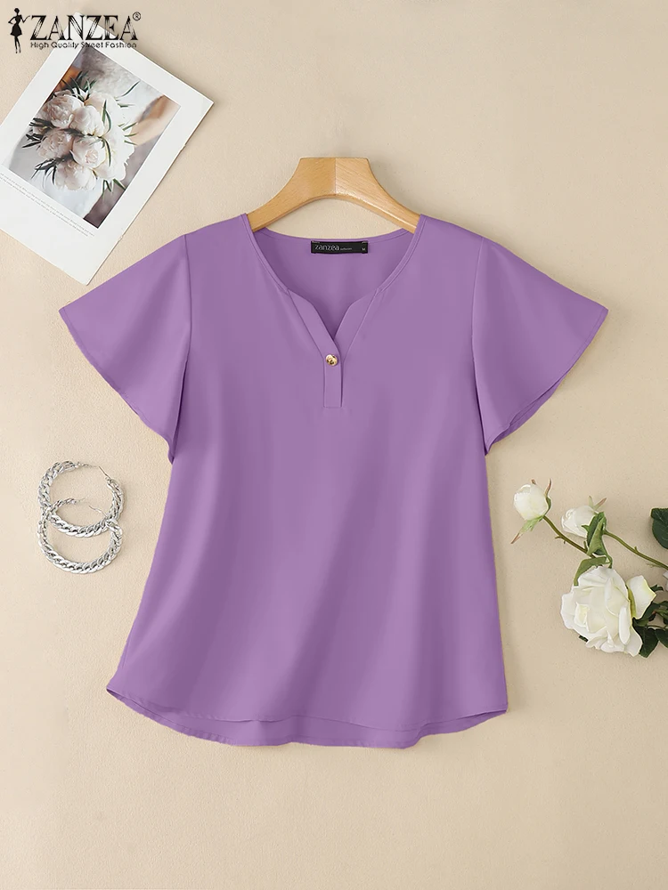 2025 Summer Blouses ZANZEA Women Elegant V Neck Short Sleeve Blusas Solid Work Shirts Stylish Loose Tunic Tops Chemise Oversize
2025 Summer Blouses ZANZEA Women Elegant V Neck Short Sleeve Blusas Solid Work Shirts Stylish Loose Tunic Tops Chemise Oversize