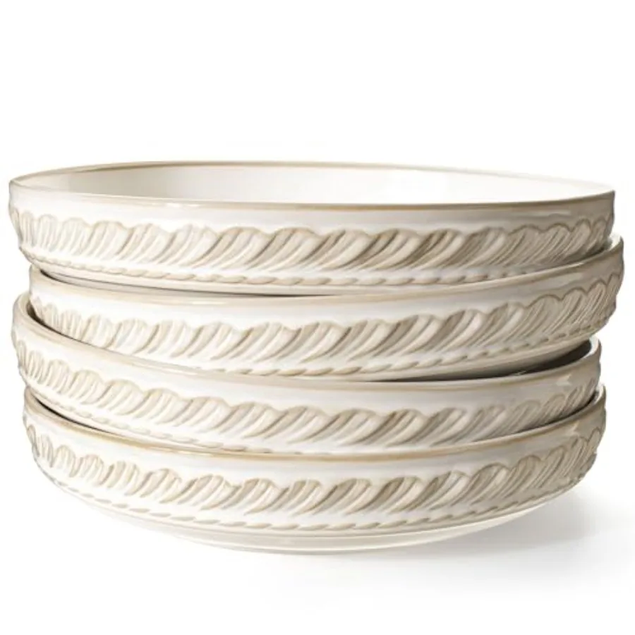 Pasta Bowls 50oz Large Salad Serving Bowls 9.75'' Plates Bowls Set of 4 Big White Ceramic Soup Bowls for Kitchen Embossment Sha
Pasta Bowls 50oz Large Salad Serving Bowls 9.75'' Plates Bowls Set of 4 Big White Ceramic Soup Bowls for Kitchen Embossment Sha