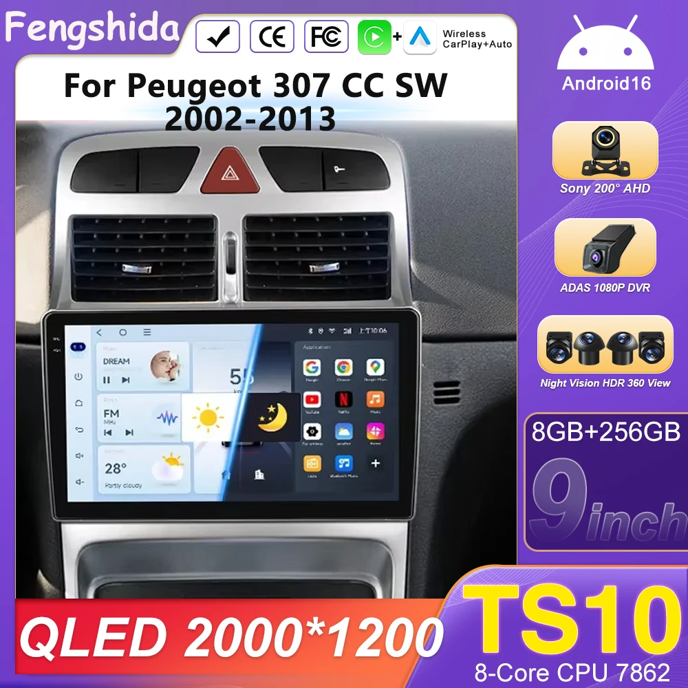 Car Radio For Peugeot 307 CC SW 2002-2013 Android Auto GPS Navigation Head Unit Multimedia Video Player 5G WIFI Carplay No 2din
Car Radio For Peugeot 307 CC SW 2002-2013 Android Auto GPS Navigation Head Unit Multimedia Video Player 5G WIFI Carplay No 2din