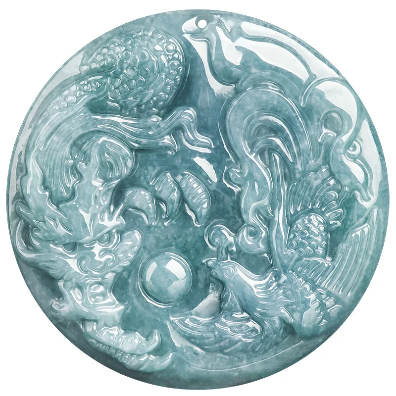 New Natural A-goods Jadeite Blue Water Dragon and Phoenix Pendant Exquisite Fashion Simple Men and Women Couples Necklace Gift
New Natural A-goods Jadeite Blue Water Dragon and Phoenix Pendant Exquisite Fashion Simple Men and Women Couples Necklace Gift