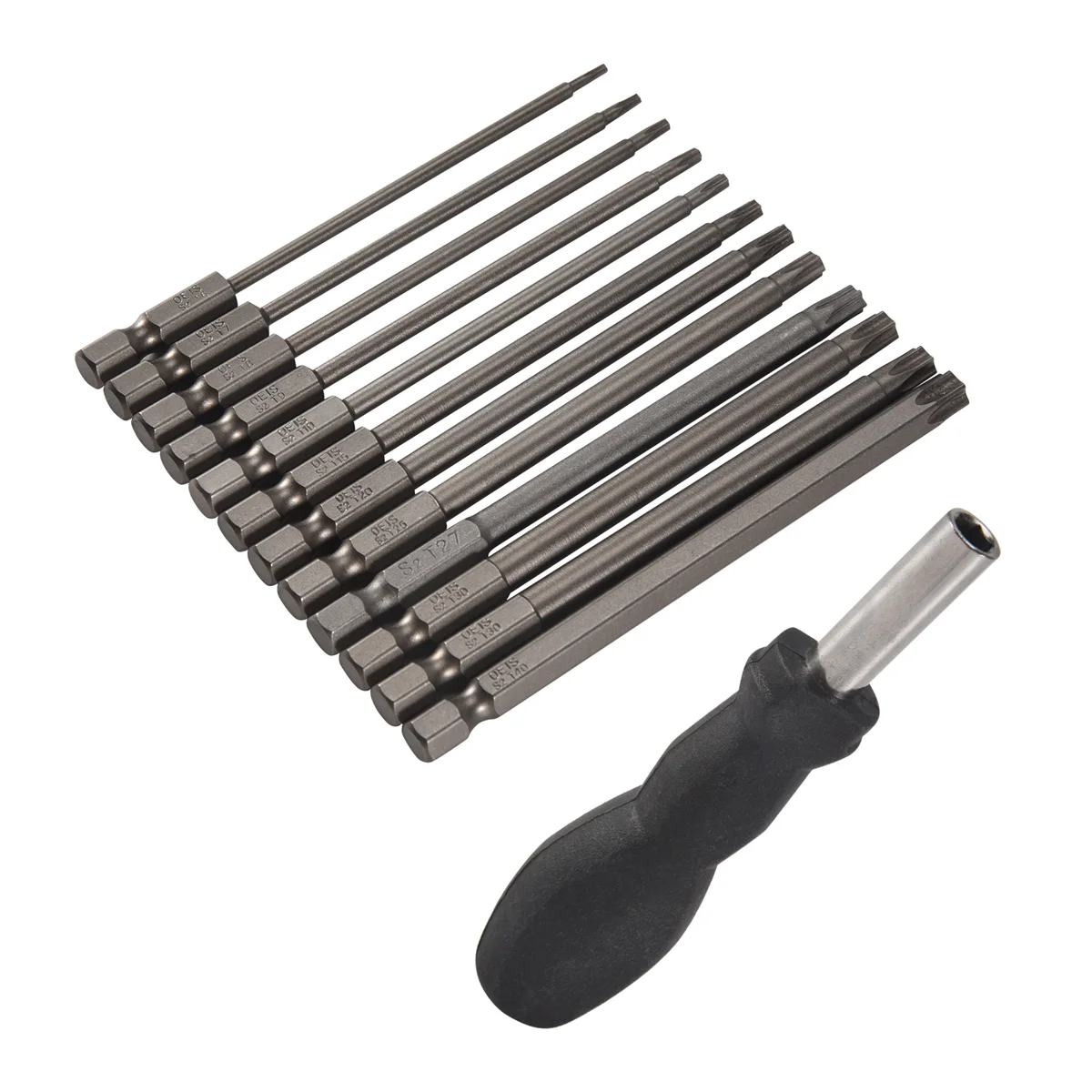 Набор длинных отверток Torx, 13 шт., 100 мм, набор магнитных бит Torx T6-T40, электрическая отвертка с шестигранным хвостовиком 1/4 дюйма
Набор длинных отверток Torx, 13 шт., 100 мм, набор магнитных бит Torx T6-T40, электрическая отвертка с шестигранным хвостовиком 1/4 дюйма
