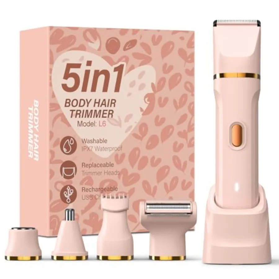 5-in-1 Bikini Trimmer for Women IPX7 Waterproof Electric Razors Shaver Cordless Body Hair Trimmer Facial and Pubic Hair Removal
5-in-1 Bikini Trimmer for Women IPX7 Waterproof Electric Razors Shaver Cordless Body Hair Trimmer Facial and Pubic Hair Removal