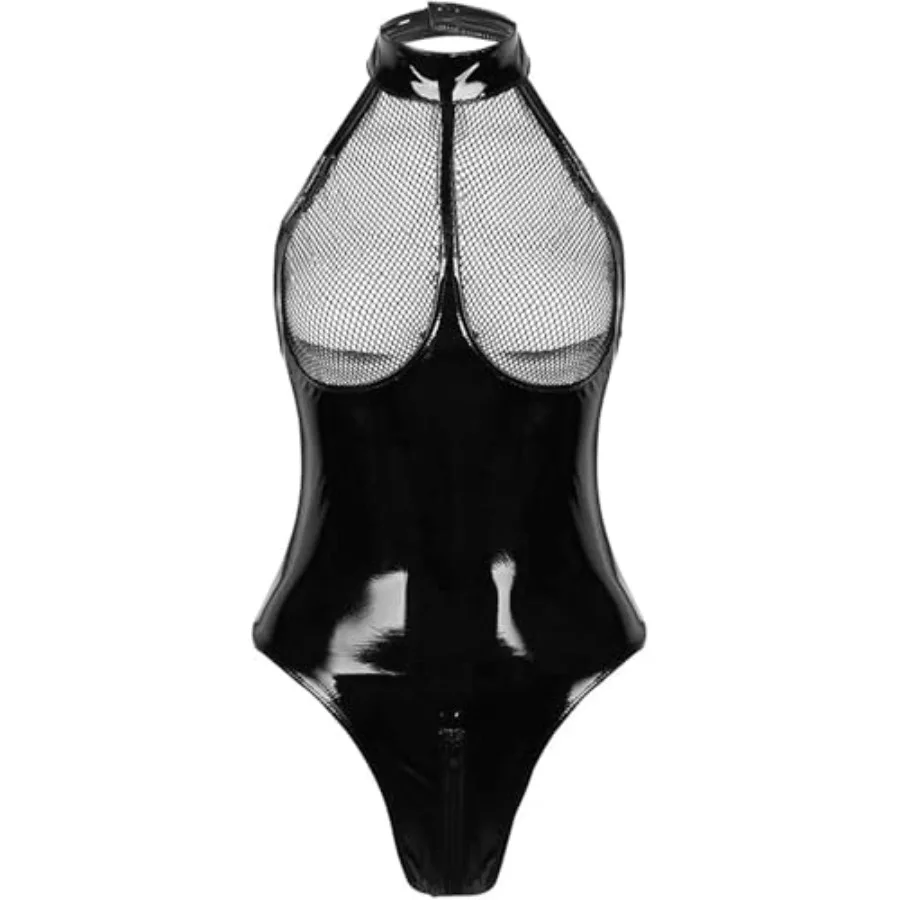 Sexy Women's Lingerie PVC Leather Mesh Bra Wetlook Halter Neck One Pcs Clubwear Teddy Bodysuit
Sexy Women's Lingerie PVC Leather Mesh Bra Wetlook Halter Neck One Pcs Clubwear Teddy Bodysuit