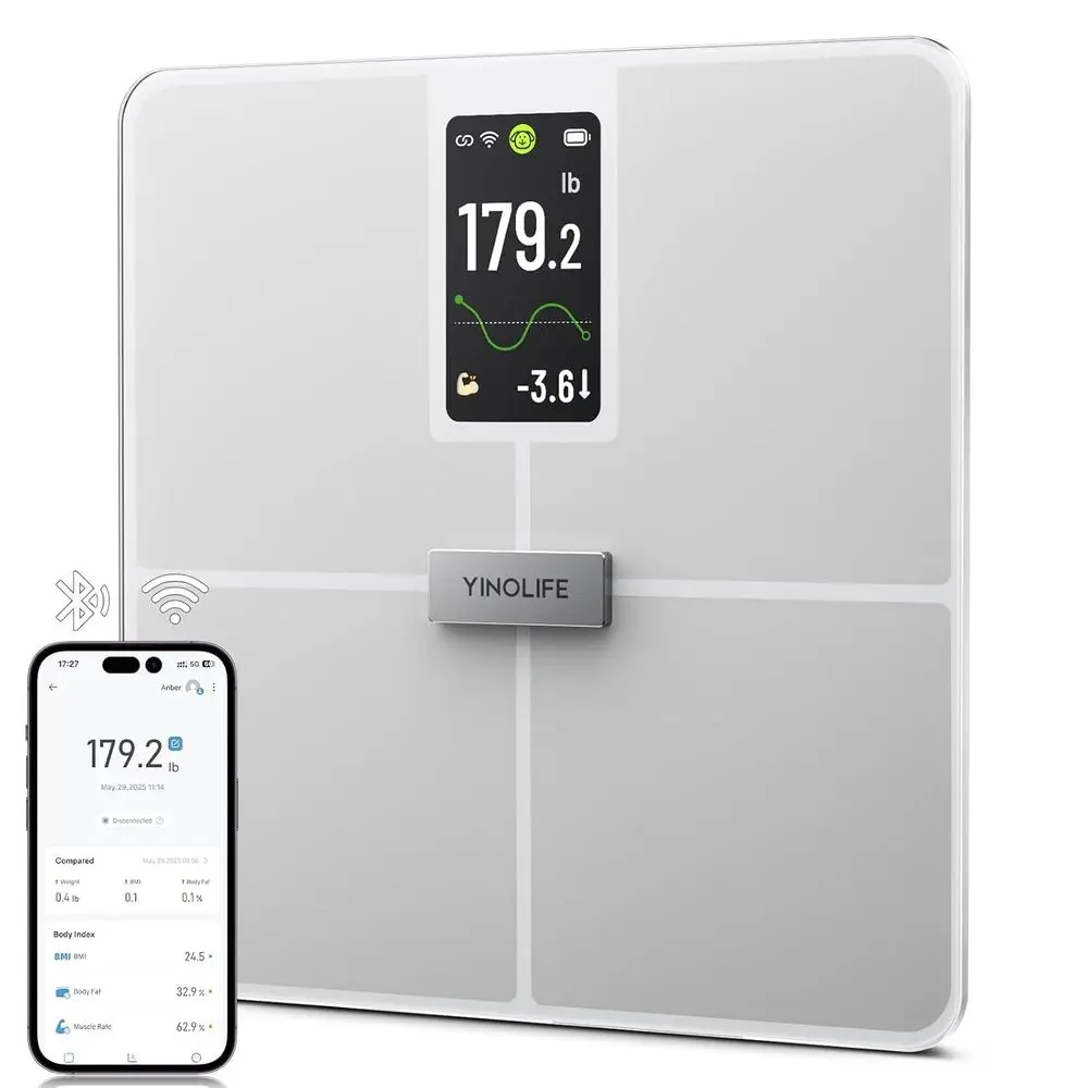 High-Precision Bluetooth & Wi-Fi Body Composition Scale with 4.3 Color Display, 20 Metrics, 400 lbs Capacity
High-Precision Bluetooth & Wi-Fi Body Composition Scale with 4.3 Color Display, 20 Metrics, 400 lbs Capacity