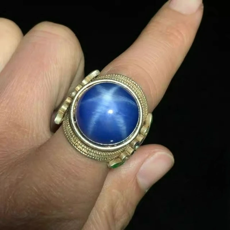 Antique Old Silver Ring, Cabochon Star Sapphire Inlay, Solid Sterling Silver, Adjustable Unisex Gift Jewelry
Antique Old Silver Ring, Cabochon Star Sapphire Inlay, Solid Sterling Silver, Adjustable Unisex Gift Jewelry