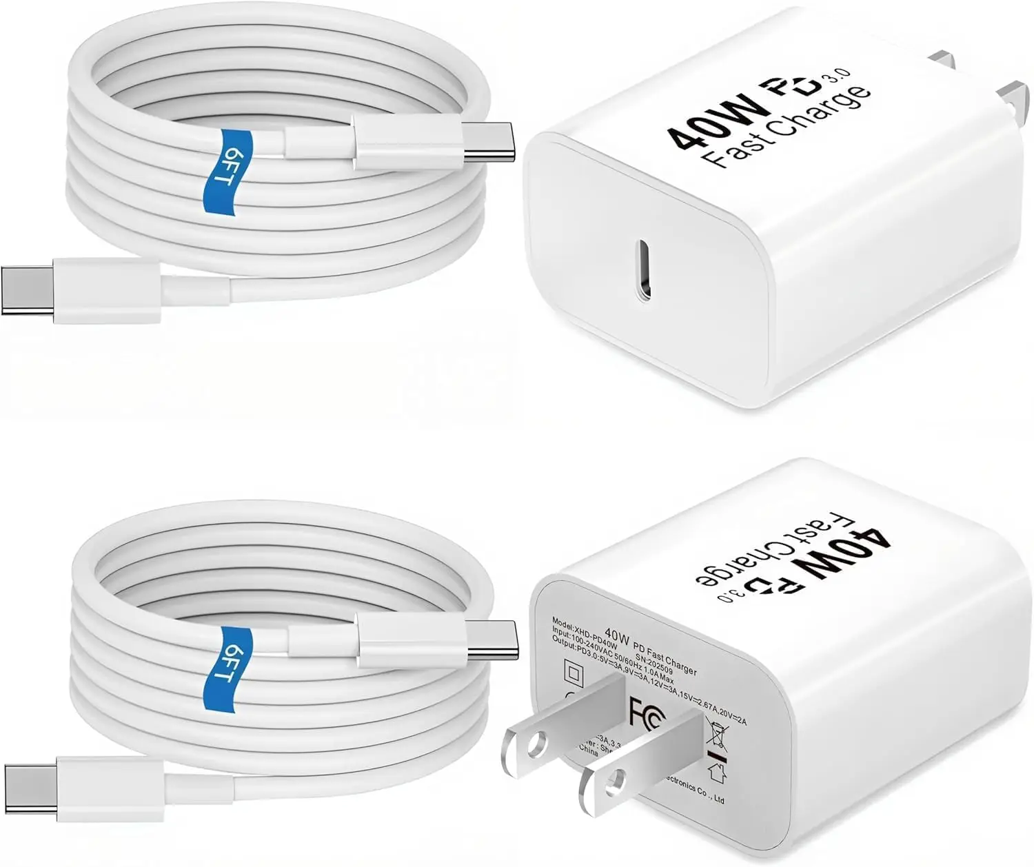 40W Type C Fast Charger for iPhone 17 16 15 Air Pro Max, USB C Block with 6FT Cable, USBC Wall Plug
40W Type C Fast Charger for iPhone 17 16 15 Air Pro Max, USB C Block with 6FT Cable, USBC Wall Plug