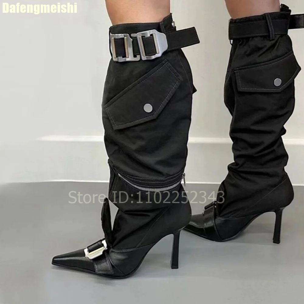 Осенние женские сапоги до колена, 2026, металлический ремень с пряжкой, острый носок, каблук-шпилька, уличная мода, стильные новые ботинки с боковой молнией
Осенние женские сапоги до колена, 2026, металлический ремень с пряжкой, острый носок, каблук-шпилька, уличная мода, стильные новые ботинки с боковой молнией