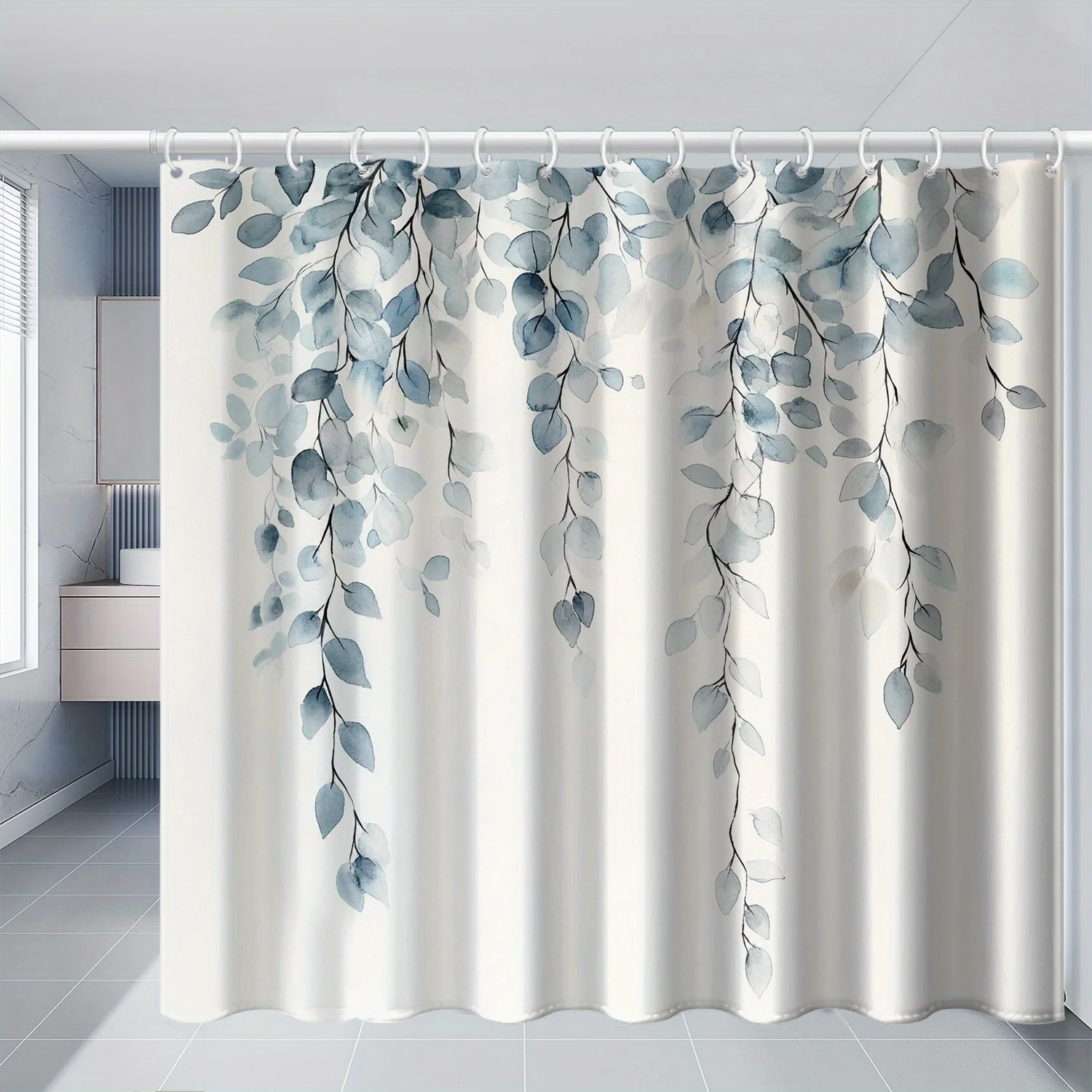 Blue Eucalyptus Leaves Hanging Branches Watercolor Botanical Decorative Shower Curtain
Blue Eucalyptus Leaves Hanging Branches Watercolor Botanical Decorative Shower Curtain