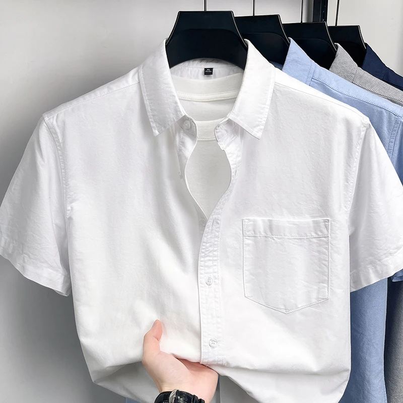 Cotton 100% high-quality men's summer new casual solid color shirt short sleeved fashionable versatile simple trendy top
Cotton 100% high-quality men's summer new casual solid color shirt short sleeved fashionable versatile simple trendy top