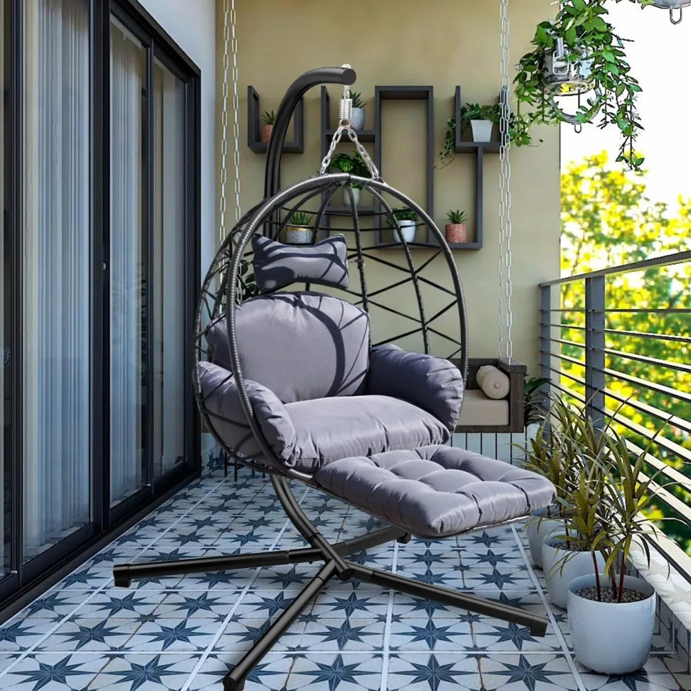 Indoor Outdoor Hanging Egg Chair with Stand & Leg Rest – Heavy-Duty Steel Frame, Handwoven Rattan Swing Chair for Patio, Garden,
Indoor Outdoor Hanging Egg Chair with Stand & Leg Rest – Heavy-Duty Steel Frame, Handwoven Rattan Swing Chair for Patio, Garden,
