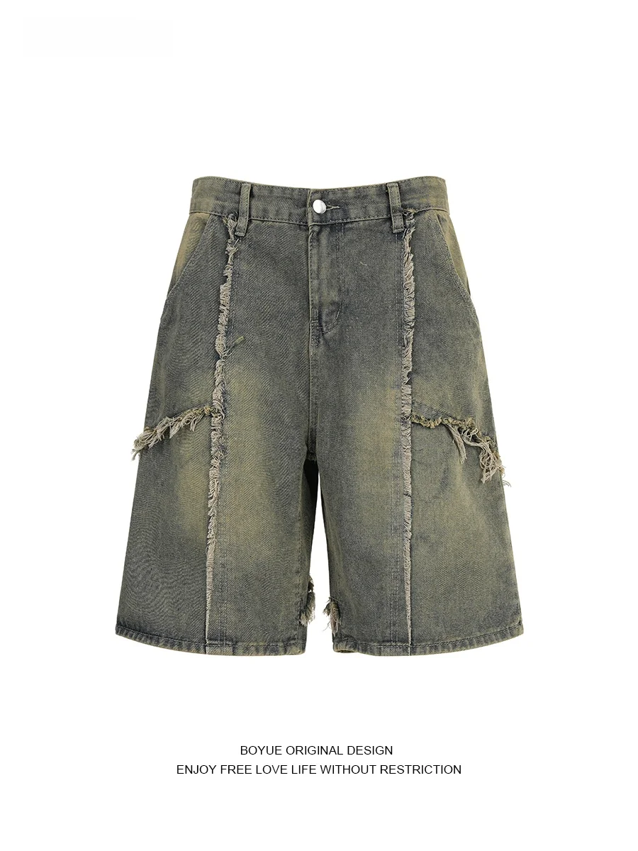 Boyue American Retro Distressed Frayed Jeans Short Pants Design Sense Street Tassel Five-Point Men's Loose Straight Cut Summer
Boyue American Retro Distressed Frayed Jeans Short Pants Design Sense Street Tassel Five-Point Men's Loose Straight Cut Summer