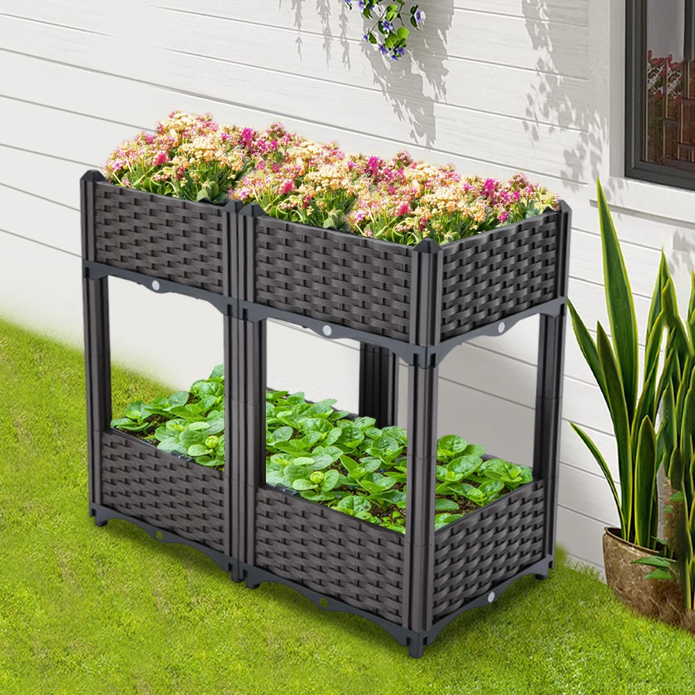 2 Tier Balcony Vegetable Pot with Water Storage Tray Thickened Planting Box Wear Resist Plastic Planter Box for Home Decor
2 Tier Balcony Vegetable Pot with Water Storage Tray Thickened Planting Box Wear Resist Plastic Planter Box for Home Decor