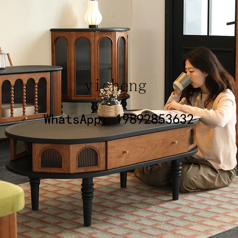 retro oval solid wood sofa coffee table small apartment cherry wood living room home multi-function
retro oval solid wood sofa coffee table small apartment cherry wood living room home multi-function