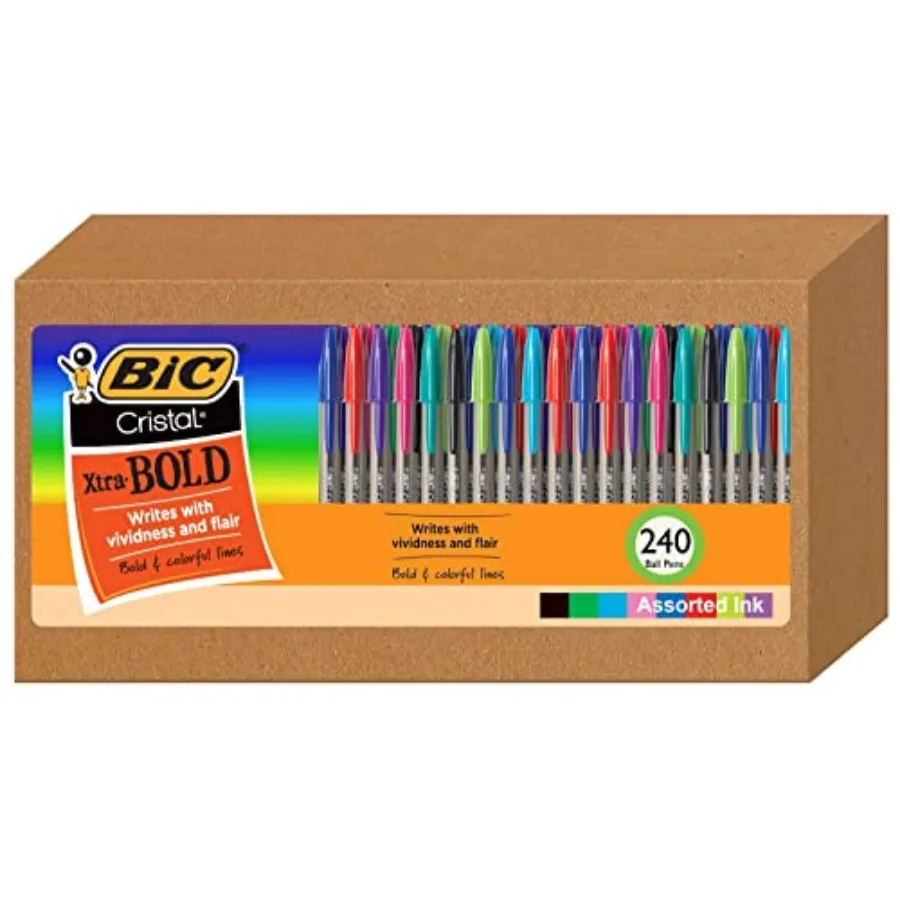 Cristal Xtra Bold Ballpoint Pens 1.6mm NEW ASSORTED INK COLORS
Cristal Xtra Bold Ballpoint Pens 1.6mm NEW ASSORTED INK COLORS