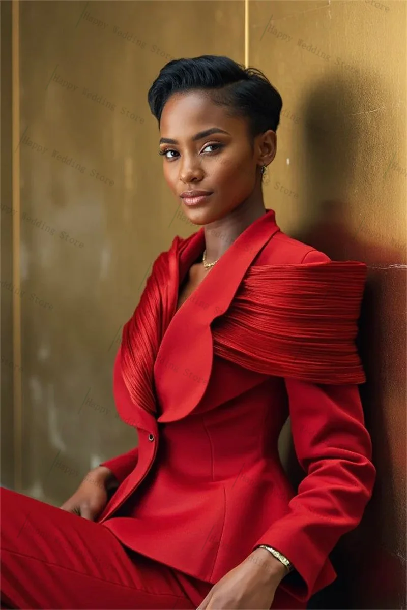Red Women Suit Pants Set 2 Piece Blazer+Trousers Fashion Stripe Formal Office Lady Jacket Customized Wedding Tuxedos Party Coat
Red Women Suit Pants Set 2 Piece Blazer+Trousers Fashion Stripe Formal Office Lady Jacket Customized Wedding Tuxedos Party Coat