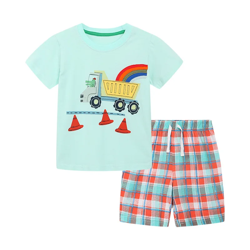 Boys' Fashion Suit Summer Children's Cartoon Embroidered Short-Sleeved Shorts Two-Piece Knitted Cotton Children's SuitAosd
Boys' Fashion Suit Summer Children's Cartoon Embroidered Short-Sleeved Shorts Two-Piece Knitted Cotton Children's SuitAosd