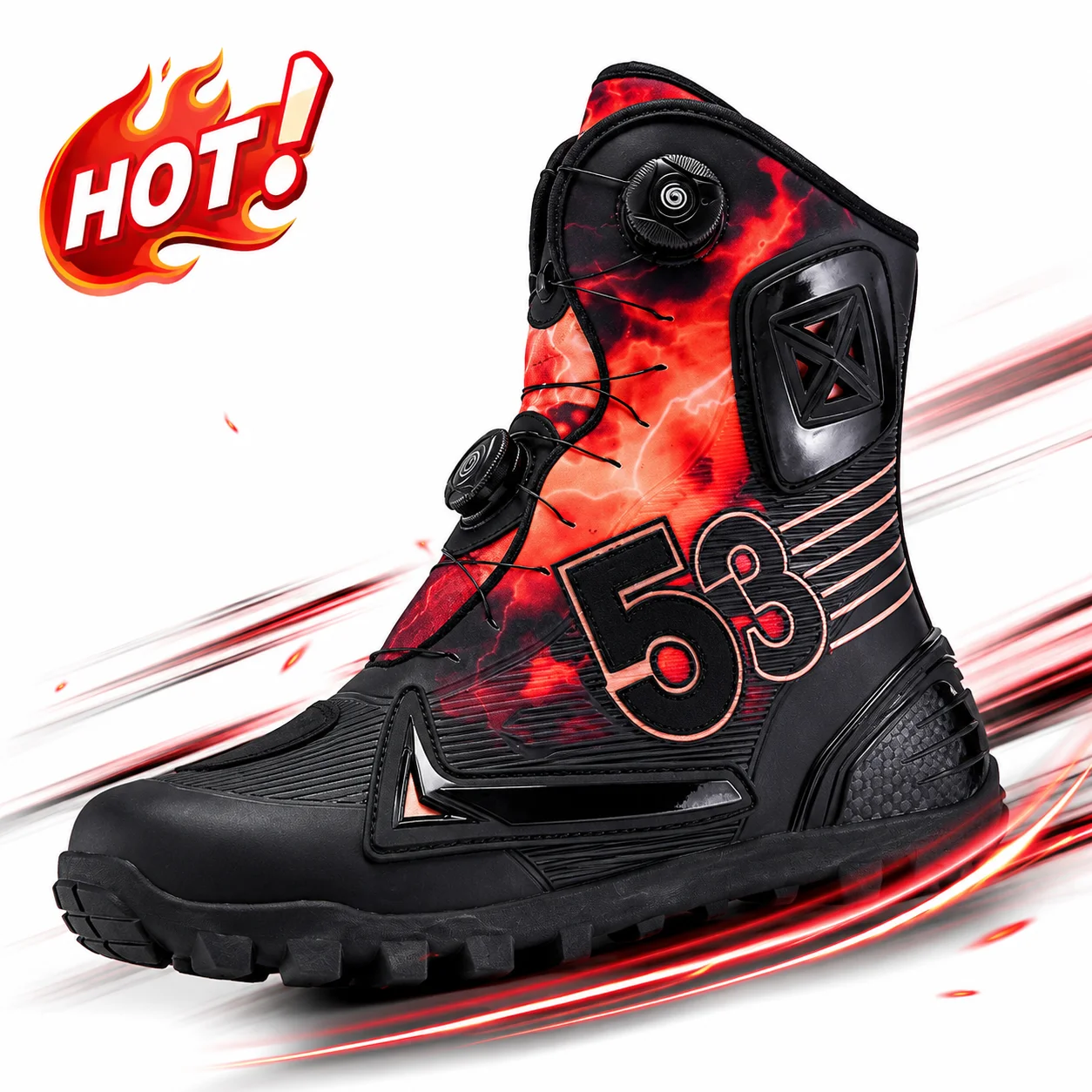 Motorcycle Riding Shoes Moto Boots Men Women High Top Dual Dial Buckle Seamless Upper Deep Lug Rubber Sole Mud Terrain 39-47
Motorcycle Riding Shoes Moto Boots Men Women High Top Dual Dial Buckle Seamless Upper Deep Lug Rubber Sole Mud Terrain 39-47