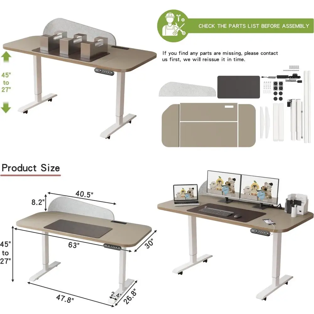 63x30-inch L-Shaped Electric Lift Table, Height Adjustable, C-Port, Oak Privacy Screen
63x30-inch L-Shaped Electric Lift Table, Height Adjustable, C-Port, Oak Privacy Screen