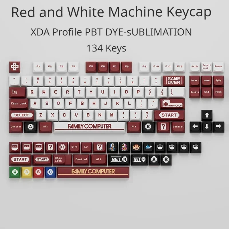 134 Keys Retro FC Red and White XDA Profile PBT Sublimated Personalized Key Caps for Cherry MX Switch Game Mechanical Keyboard
134 Keys Retro FC Red and White XDA Profile PBT Sublimated Personalized Key Caps for Cherry MX Switch Game Mechanical Keyboard