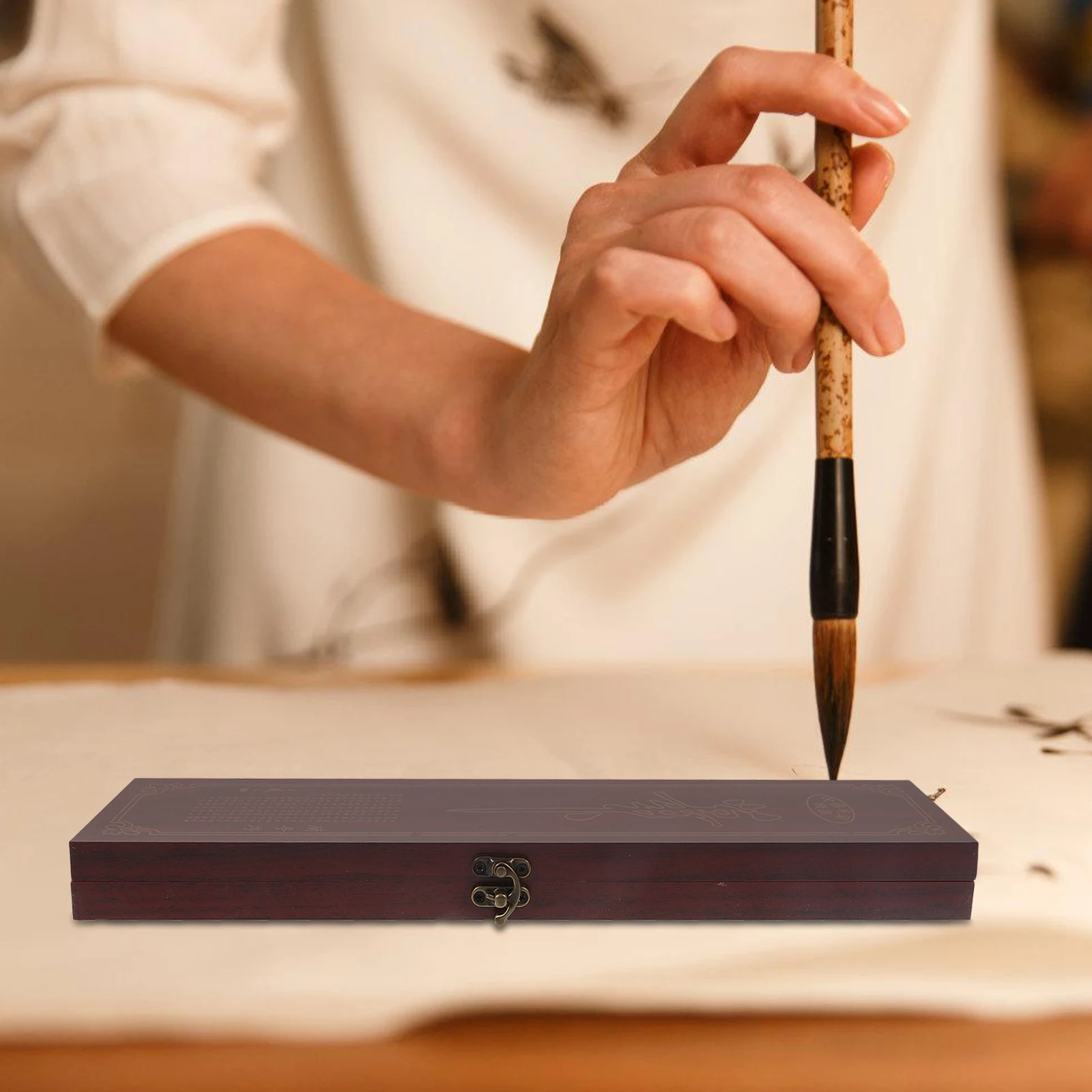 Calligraphy Brush Storage Box Wooden Chinese Style Keepsake Case Protective Organizer Pen Holder for Artists Students Teachers
Calligraphy Brush Storage Box Wooden Chinese Style Keepsake Case Protective Organizer Pen Holder for Artists Students Teachers