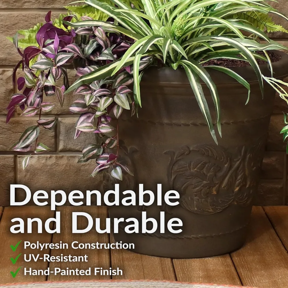 19.5-Inch Arabella Large Plant Pot - Polyresin Round Outdoor Planter with Drillable Drainage Holes - Sable
19.5-Inch Arabella Large Plant Pot - Polyresin Round Outdoor Planter with Drillable Drainage Holes - Sable