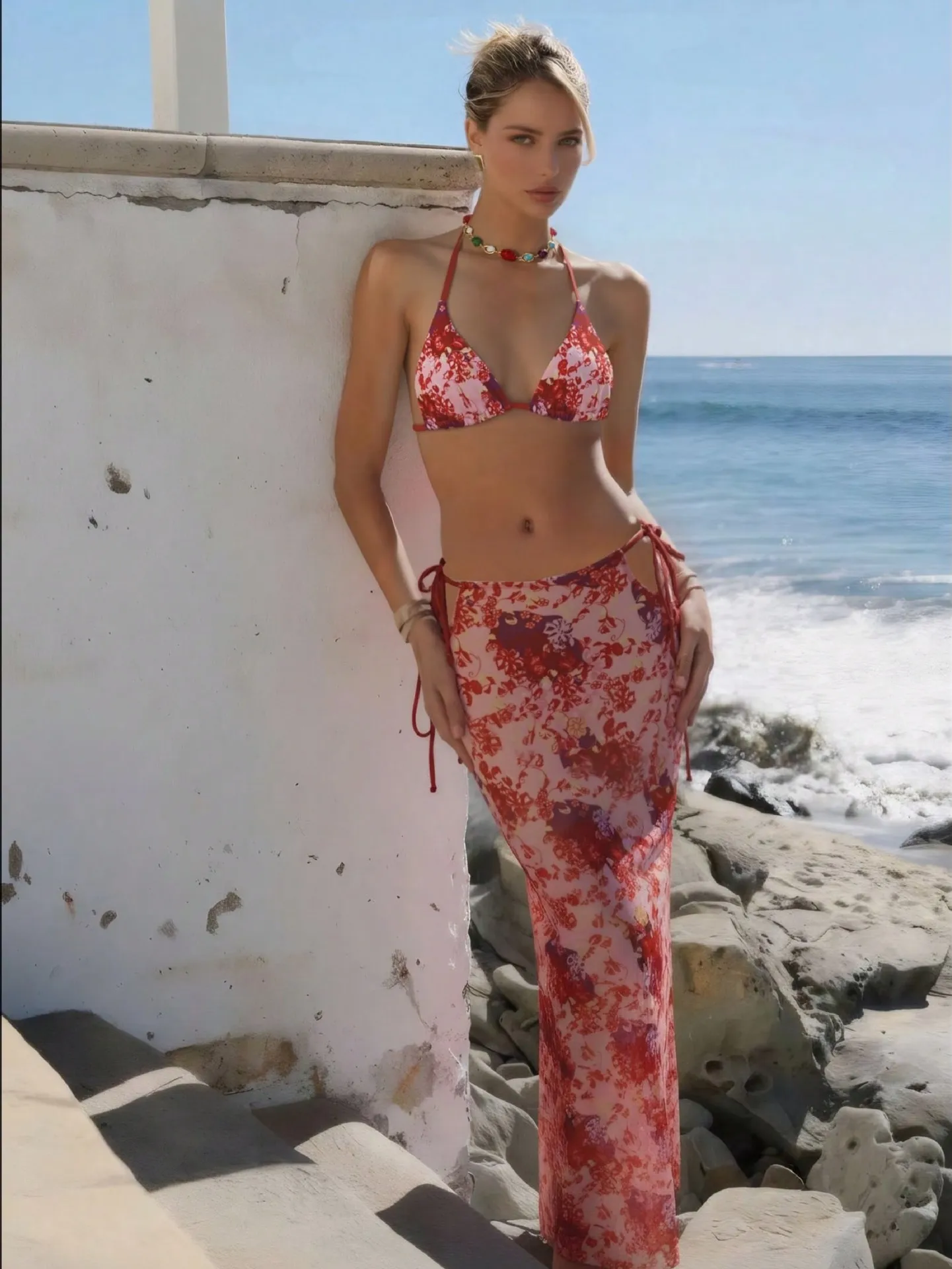 3-Piece Bikini Set Cross-Border Exclusive Floral Print Elegant Women's Sets Summer Sling Micro Bikini Sets Open Back Skirt Dress
3-Piece Bikini Set Cross-Border Exclusive Floral Print Elegant Women's Sets Summer Sling Micro Bikini Sets Open Back Skirt Dress