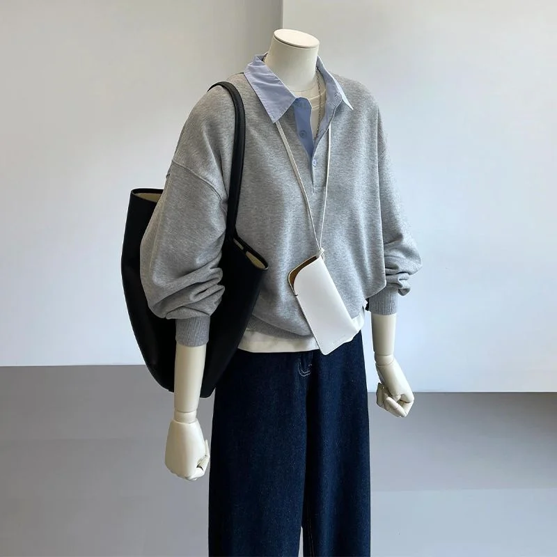 plus Size 300 Pounds Women's Neck Long Sleeve Sweatshirt Korean Style College Fashion Splicing Casual Top for Autumn
plus Size 300 Pounds Women's Neck Long Sleeve Sweatshirt Korean Style College Fashion Splicing Casual Top for Autumn