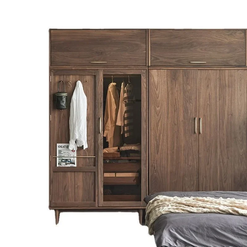 Nordic all solid wood wardrobe household bedroom locker storage cabinet Japanese black walnut modern simple clothing cabinet
Nordic all solid wood wardrobe household bedroom locker storage cabinet Japanese black walnut modern simple clothing cabinet
