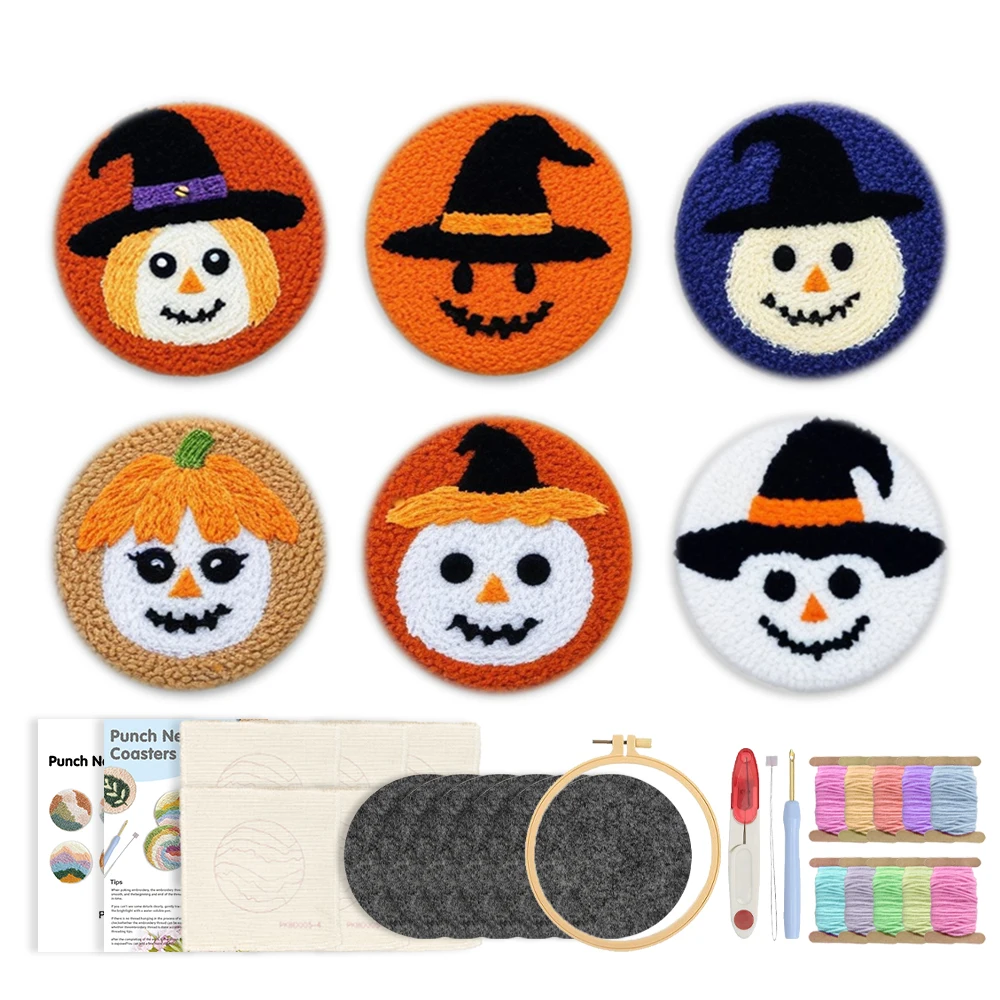 CHENISTORY 6PCS Punch Needle Coaster Kit Halloween Easy Art Coasters Kits for Beginners DIY Tufted Rug Pads
CHENISTORY 6PCS Punch Needle Coaster Kit Halloween Easy Art Coasters Kits for Beginners DIY Tufted Rug Pads