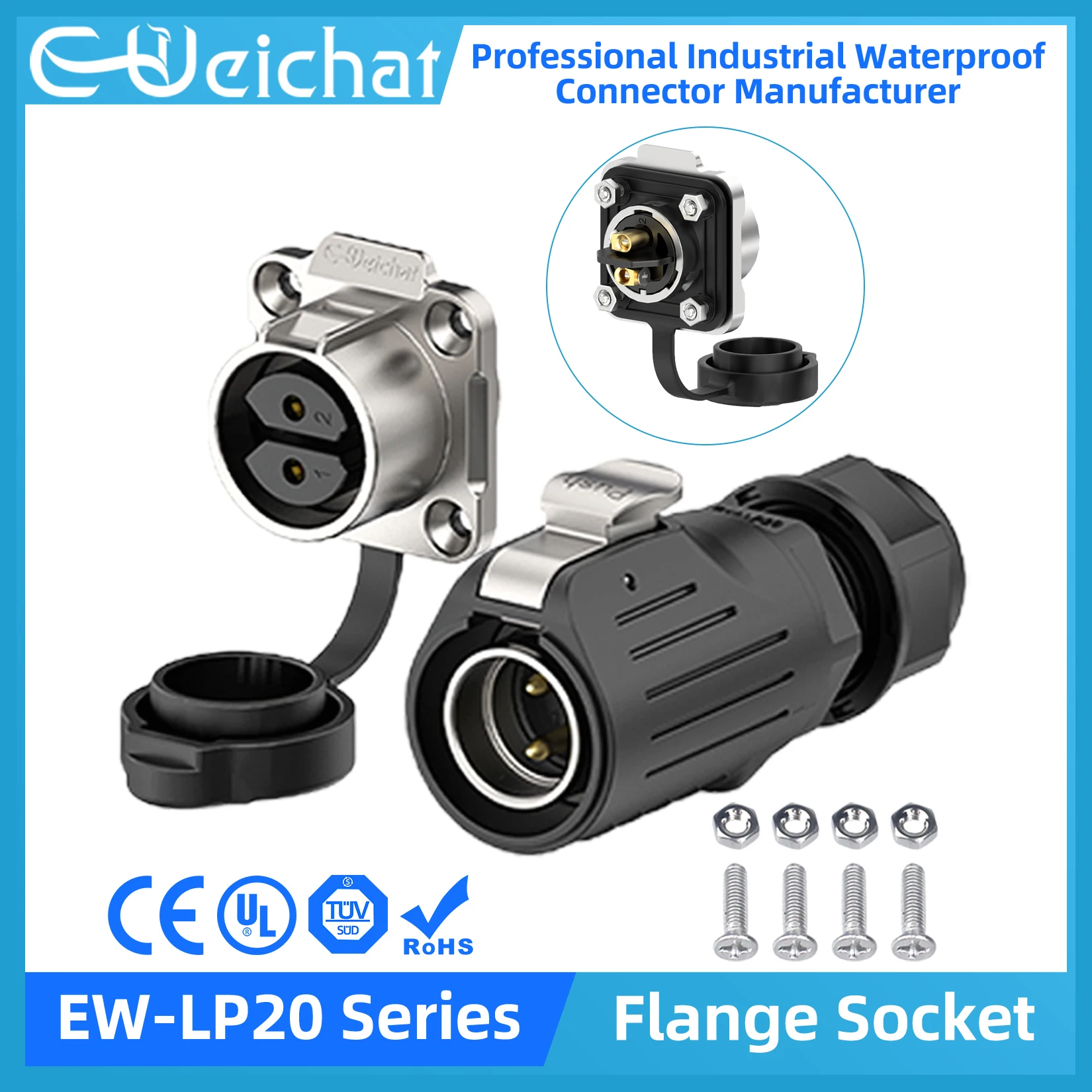 Screw Wiring Solderless LP20 IP68 Waterproof Connector Metal Shell Industrial Aviation Connector 2-7 Pin Male Plug+Flange Socket
Screw Wiring Solderless LP20 IP68 Waterproof Connector Metal Shell Industrial Aviation Connector 2-7 Pin Male Plug+Flange Socket
