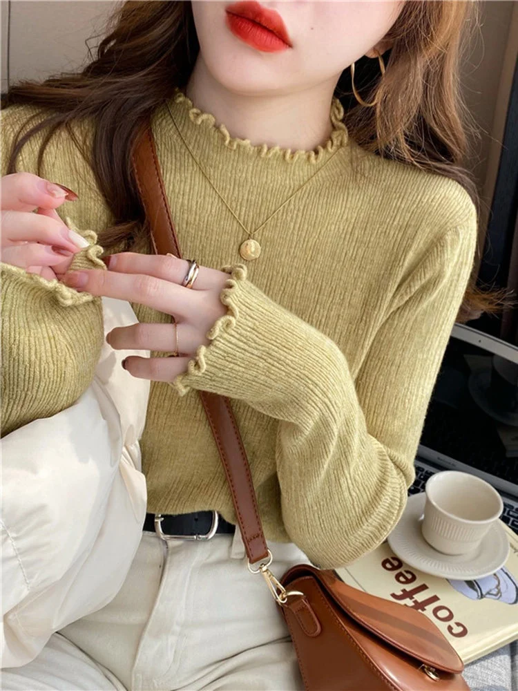 Chic Half-High Collar Knitted Long Sleeve Base Shirt Women Early Spring Fashion 2026 New Style Inner Wear Outer Wear
Chic Half-High Collar Knitted Long Sleeve Base Shirt Women Early Spring Fashion 2026 New Style Inner Wear Outer Wear