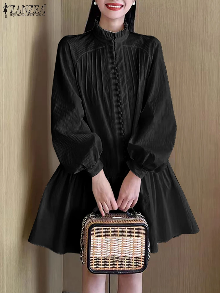 ZANZEA Elegant Ruffled Hem Dresses Chic Long Lantern Sleeve Dress Fashion Women Stand Collar Robe 2025 Casual Loose Vestidos
ZANZEA Elegant Ruffled Hem Dresses Chic Long Lantern Sleeve Dress Fashion Women Stand Collar Robe 2025 Casual Loose Vestidos