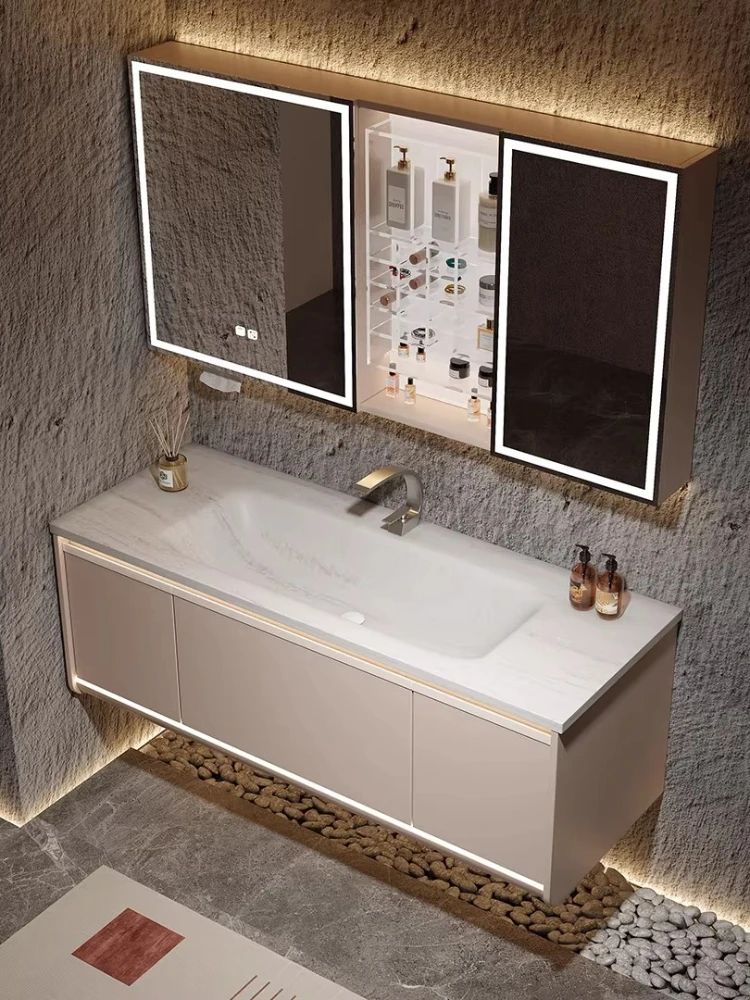Tidal rock integrated basin light luxury wind rubber wood paint enlarged basin bathroom cabinet customization
Tidal rock integrated basin light luxury wind rubber wood paint enlarged basin bathroom cabinet customization