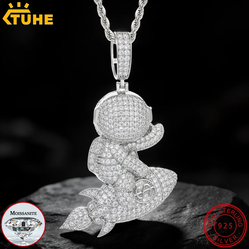New Astronaut Riding A Rocket Pendant Necklace pave Moissanite S925 Sterling Silver For Women Men Hip Hop Jewelry Gifts
New Astronaut Riding A Rocket Pendant Necklace pave Moissanite S925 Sterling Silver For Women Men Hip Hop Jewelry Gifts