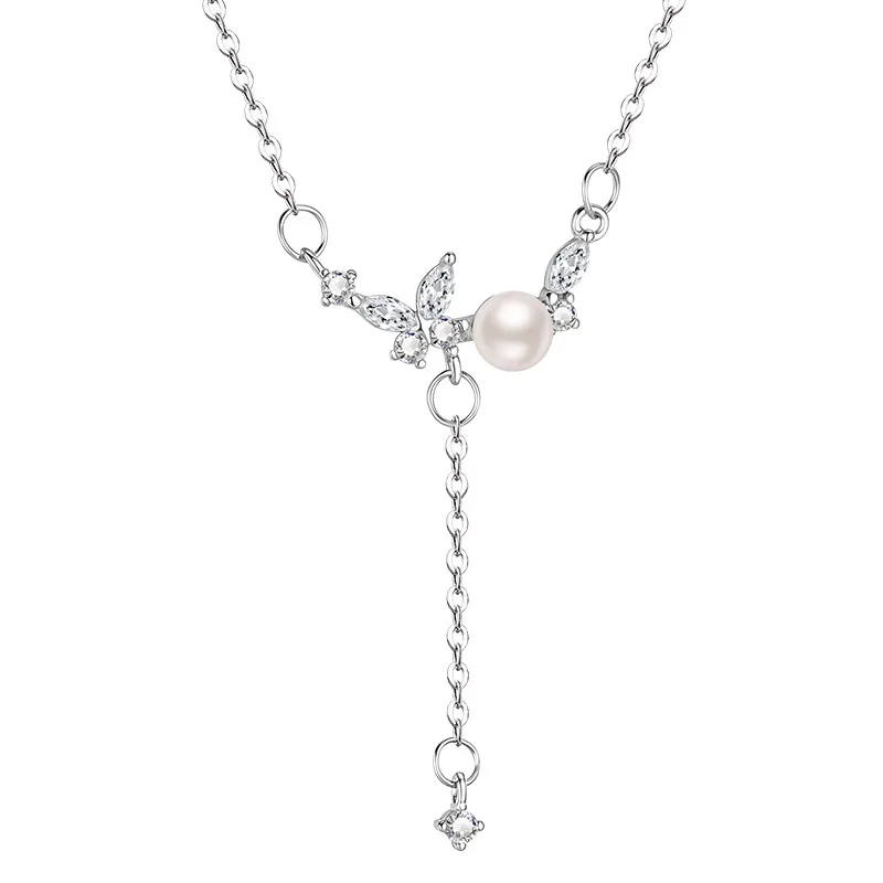 925 Simple and Versatile Tassel Pendant Sparkling Butterfly Zircon Pearl Necklace Women's Birthday Party Gift
925 Simple and Versatile Tassel Pendant Sparkling Butterfly Zircon Pearl Necklace Women's Birthday Party Gift