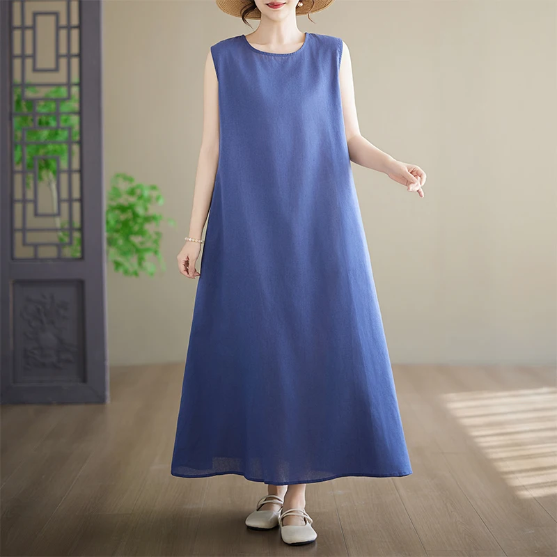 plus Size Cotton Print Maxi Dress round Neck Sleeveless Summer Long Skirt Ethnic Style Loose Fit High Waist A-Line Dress
plus Size Cotton Print Maxi Dress round Neck Sleeveless Summer Long Skirt Ethnic Style Loose Fit High Waist A-Line Dress