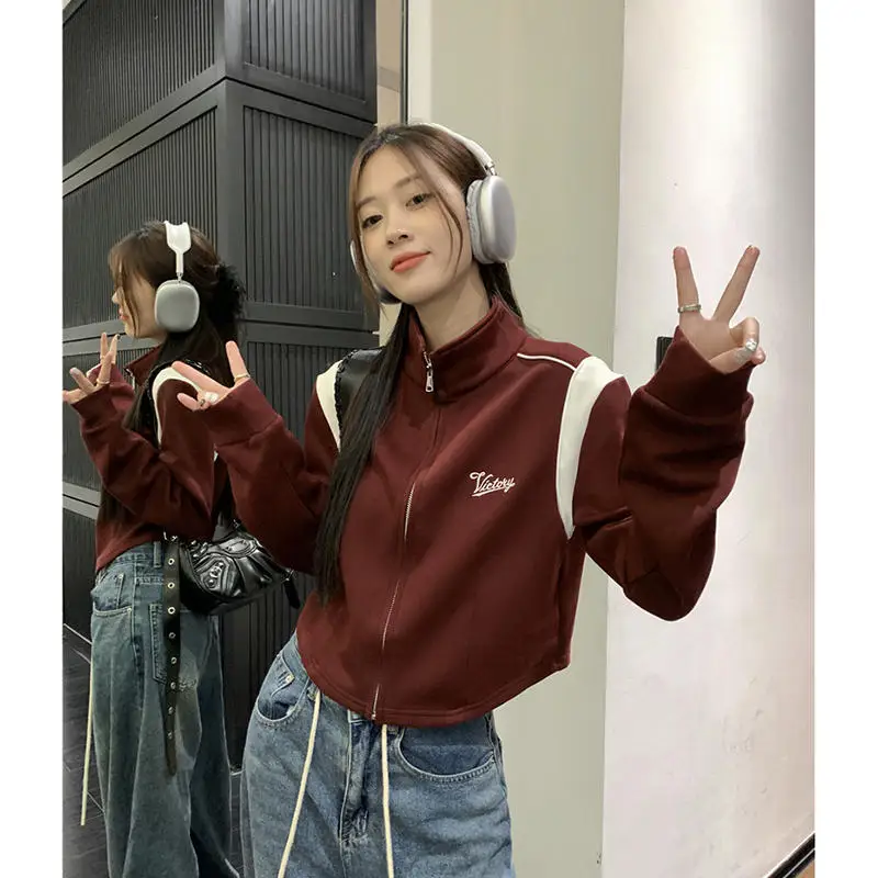 American Long-sleeved Sweater Jacket Spring and Autumn Women's Baseball Jersey Short Top Jacket
American Long-sleeved Sweater Jacket Spring and Autumn Women's Baseball Jersey Short Top Jacket