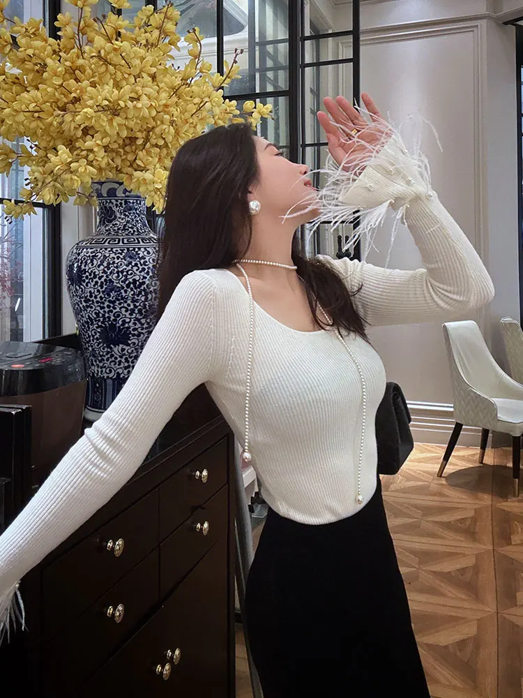 YANGXIAOJING Pure Desire Feather Sve Knitted Woolen Sweater Women's Autumn Winter New Sle Base irt Faionable Slim Fit
YANGXIAOJING Pure Desire Feather Sve Knitted Woolen Sweater Women's Autumn Winter New Sle Base irt Faionable Slim Fit