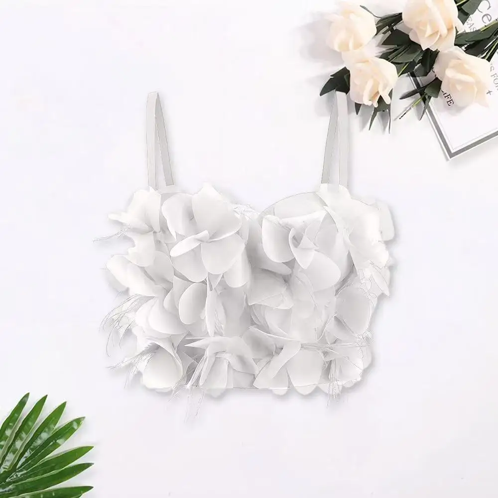 French three-dimensional elegant camisole for women, summer outerwear, feather herringbone bra
French three-dimensional elegant camisole for women, summer outerwear, feather herringbone bra